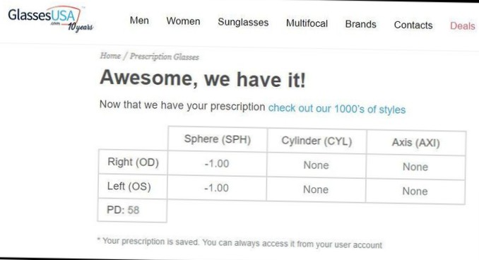 Como encontrar o número da prescrição de óculos