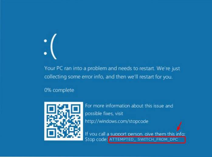 How to Fix ATTEMPTED SWITCH FROM DPC BSOD Error In Windows 10