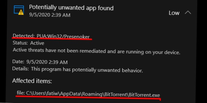 Så här fixar du meddelandet Potentiellt oönskad app hittad på Windows 10