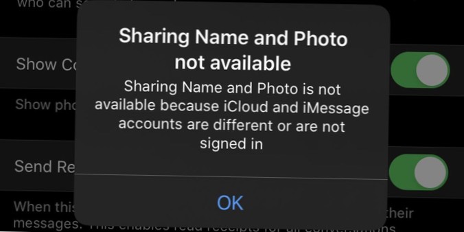 Jak opravit „Sdílení jména a fotografie není k dispozici“ v systému iOS