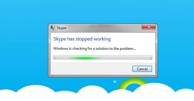 Jak opravit Skype přestal fungovat Problém ve Windows 10