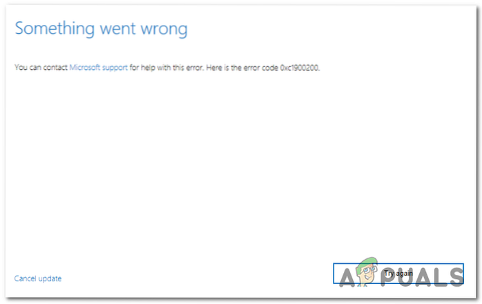 Como corrigir o código de erro de atualização do Windows 10 0xc1900200