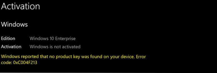 How to Fix Windows Activation Error 0XC004F213 on Windows 10