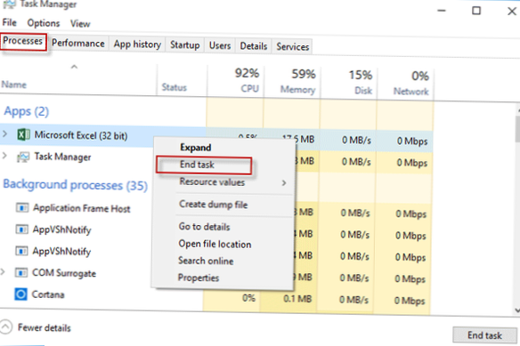 how to force close a tab on windows 10