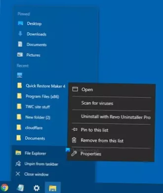 Jak zdobyć więcej elementów na liście skoków w systemie Windows 10