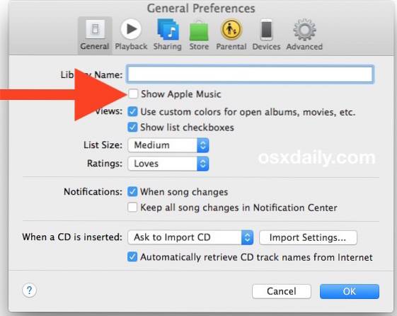 Cómo ocultar Apple Music en iTunes en tu Mac