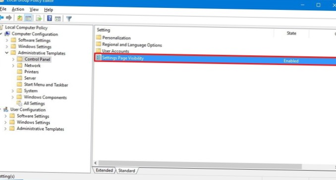 Hur man döljer inställningar från appen Inställningar på Windows 10