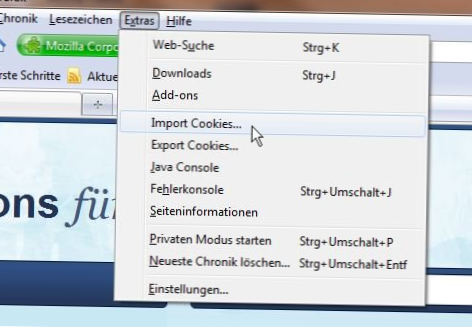 how to import cookies to firefox