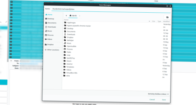 Cómo importar correo electrónico de Evolution a Thunderbird en Linux