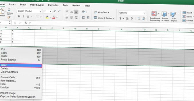 how to insert specific number of rows in excel