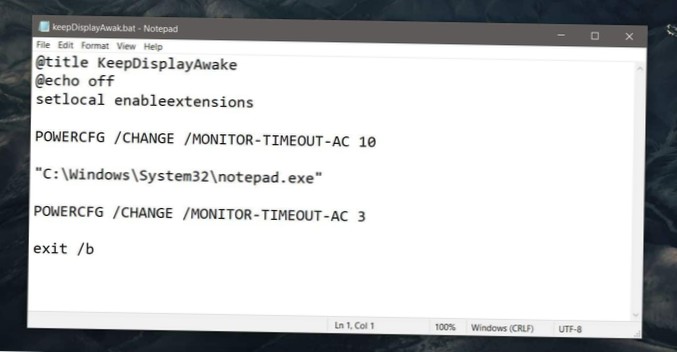 Comment garder l'écran éveillé lorsqu'une application s'exécute sous Windows 10