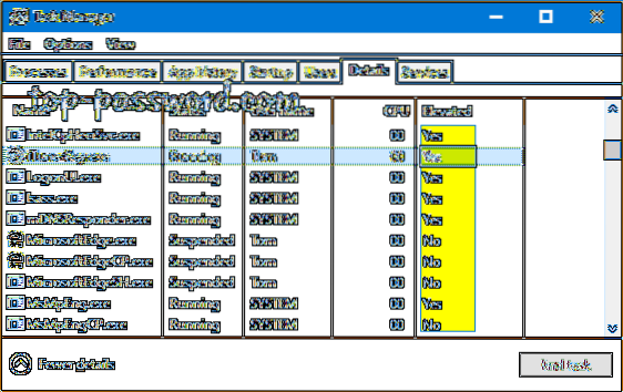 How to know whether a process is running as administrator in Windows 10