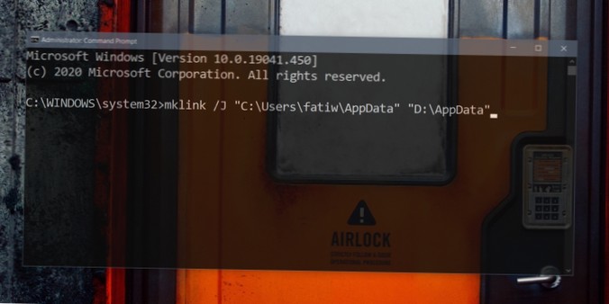 How to move AppData folder on Windows 10