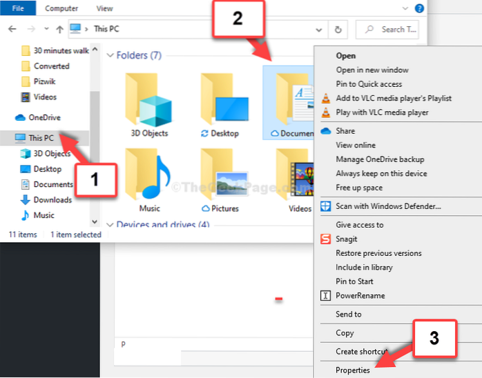 How to move Documents folder to another drive in windows 10