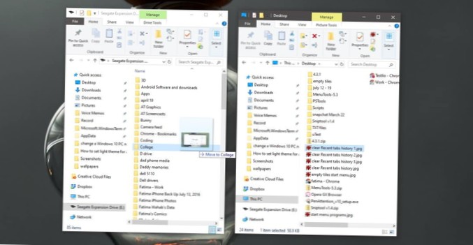 How to move files between drives with drag