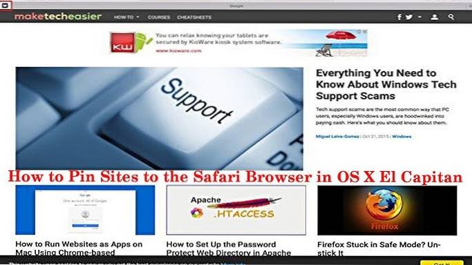 So heften Sie Websites an den Safari-Browser in OS X El Capitan an