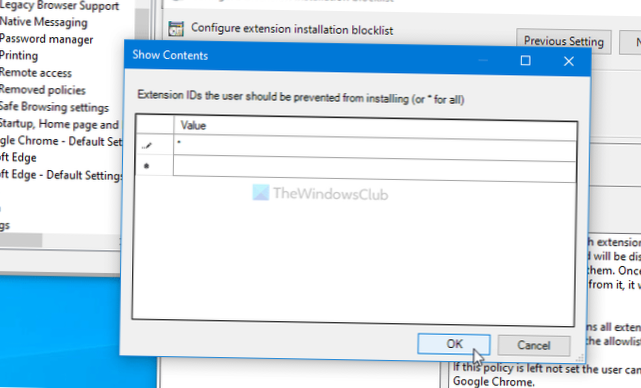 Come impedire a un utente di installare o eseguire estensioni in Chrome
