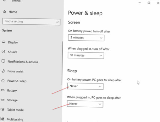 Jak zabránit spánku v systému Windows 10