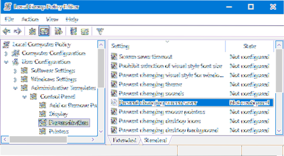 How To Prevent Users from changing the screensaver in Windows 10