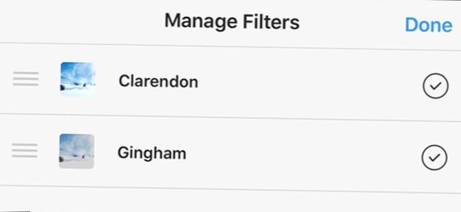 cómo reorganizar los filtros en instagram