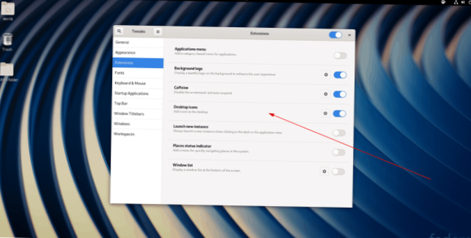 Slik aktiverer du skrivebordsikoner på nytt i Gnome Shell