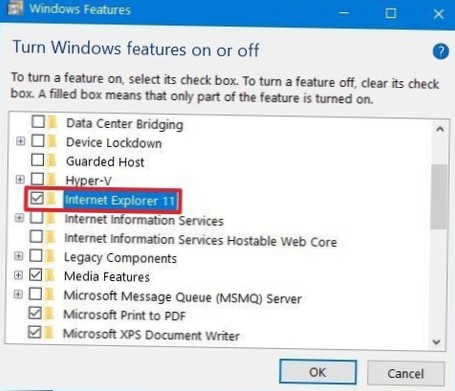 Hvordan fjerne Internet Explorer fra Windows 10