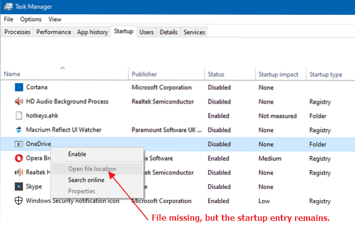 So entfernen Sie ungültige Einträge von der Registerkarte Start des Task-Managers