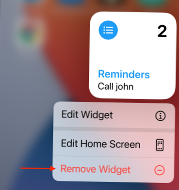 comment supprimer des widgets de l'écran d'accueil