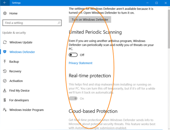Como remover o ícone do Windows Defender da área de notificação no Windows 10?