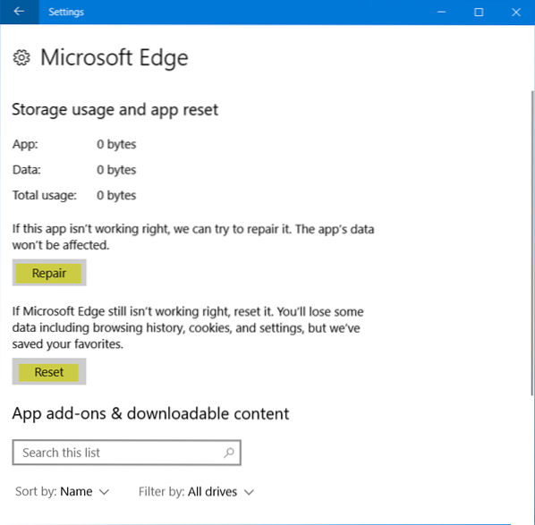 How to Reset, Repair or Reinstall Edge Web Browser