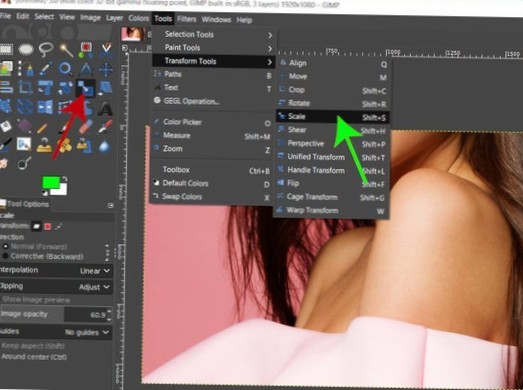 How to resize an image in GIMP on Windows 10