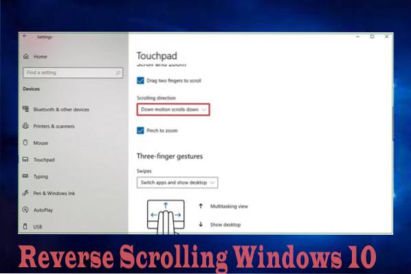 Como reverter a rolagem do mouse e do touchpad no Windows 10