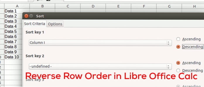 De rijvolgorde in LibreOffice Calc omkeren [Snelle tips]