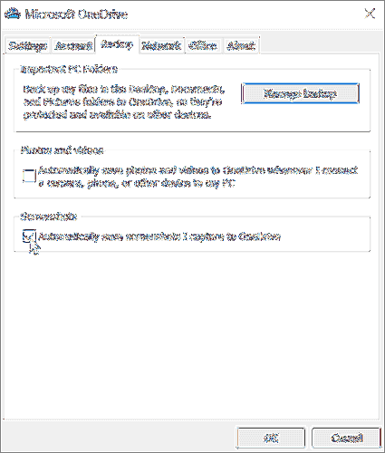 Come salvare automaticamente gli screenshot acquisiti su OneDrive su Windows 10