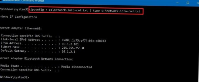 Como salvar a saída do comando em um arquivo do Prompt de Comando e do PowerShell no Windows 10