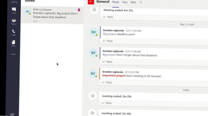 Sådan gemmes / ikke-gemte meddelelser i Microsoft Teams