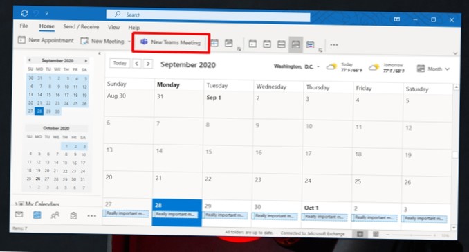 Come pianificare una riunione dei team quando il pulsante è mancante in Outlook