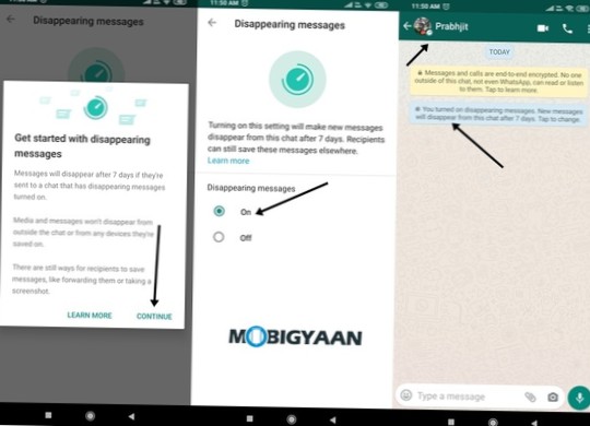 Cum să trimiteți mesaje care dispar în WhatsApp