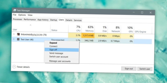 Cum să vă deconectați de la alți utilizatori din Windows 10
