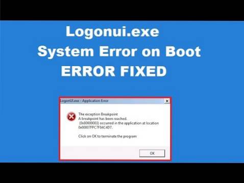 Cómo resolver LogonUI.error de exe en Windows 10
