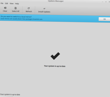 Como mudar para um espelho de atualização local no Linux Mint