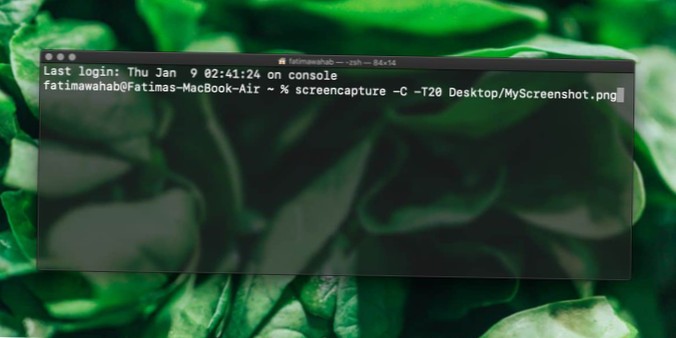 Hvordan ta et tidsbestemt skjermbilde fra Terminal på macOS