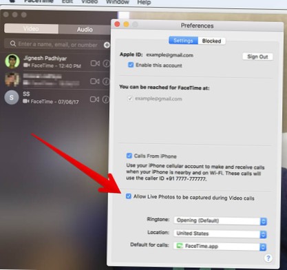 Live-foto's maken in FaceTime op macOS