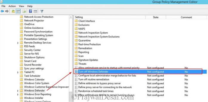 How to turn off Windows Defender using Local Group Policy Editor in Windows 10