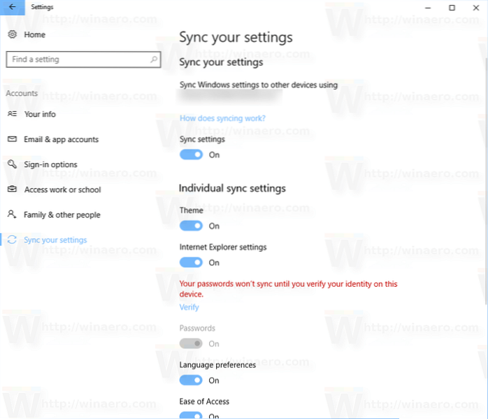Jak snadno zapnout nebo vypnout nastavení synchronizace v systému Windows 10