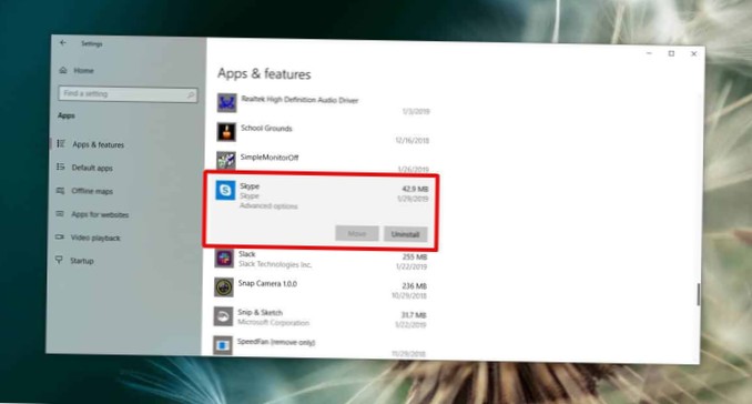 How to uninstall the Skype UWP app on Windows 10