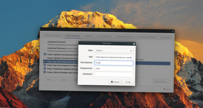Jak aktualizovat Ubuntu PPA na nových 20.04 vydání