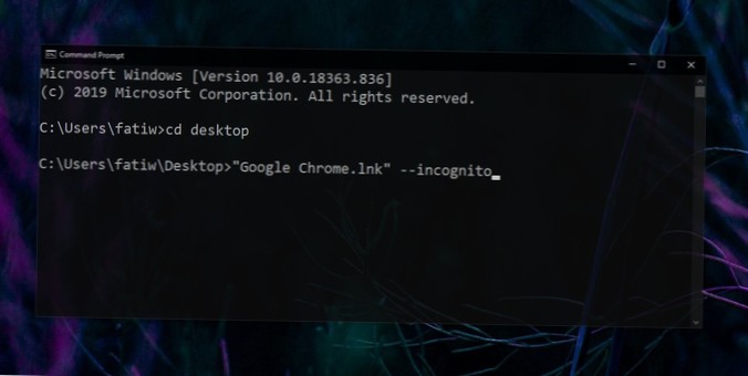 How to use a Command Line switch on Windows 10