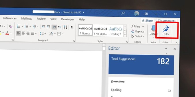 How to use Microsoft Editor in Word for Microsoft 365