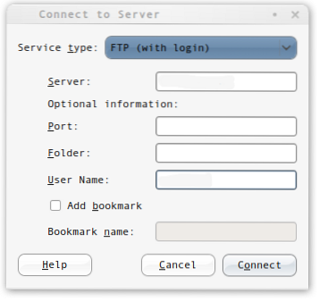 Verwendung von Nautilus als FTP-Client